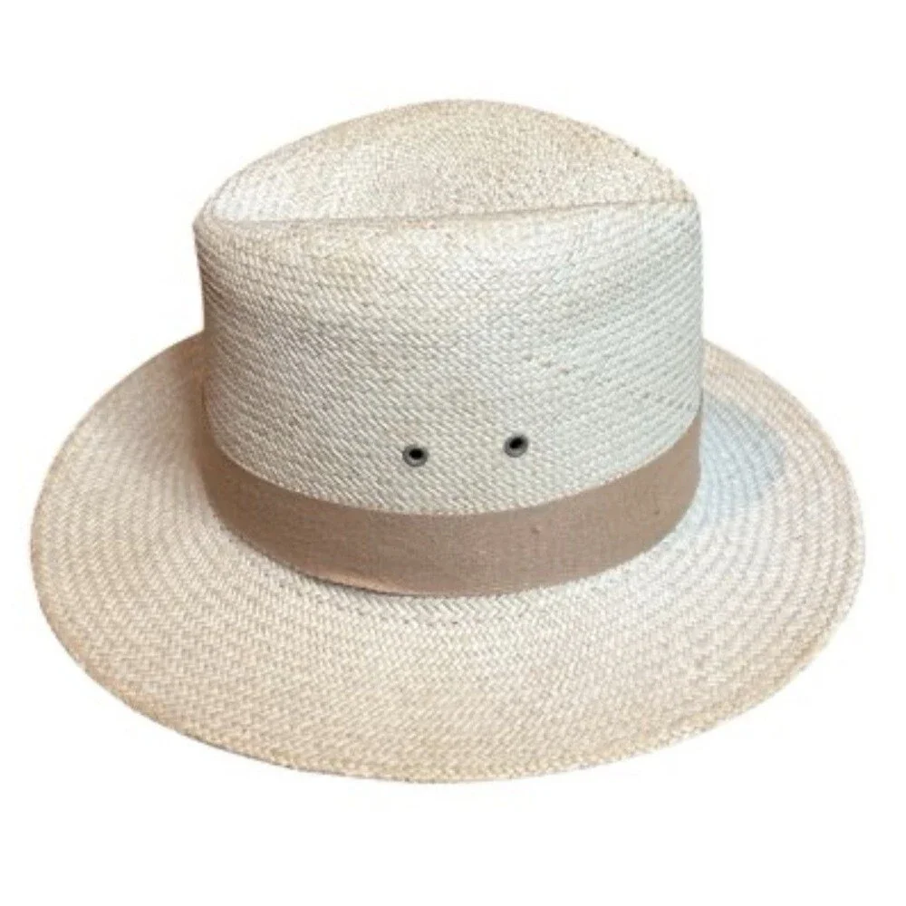 Vintage Eddie Bauer Genuine Panama Hat Handwoven in Ecuador Straw Fedora Small